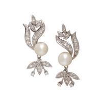 DIAMOND AND CULTURED PEARL EARCLIPS