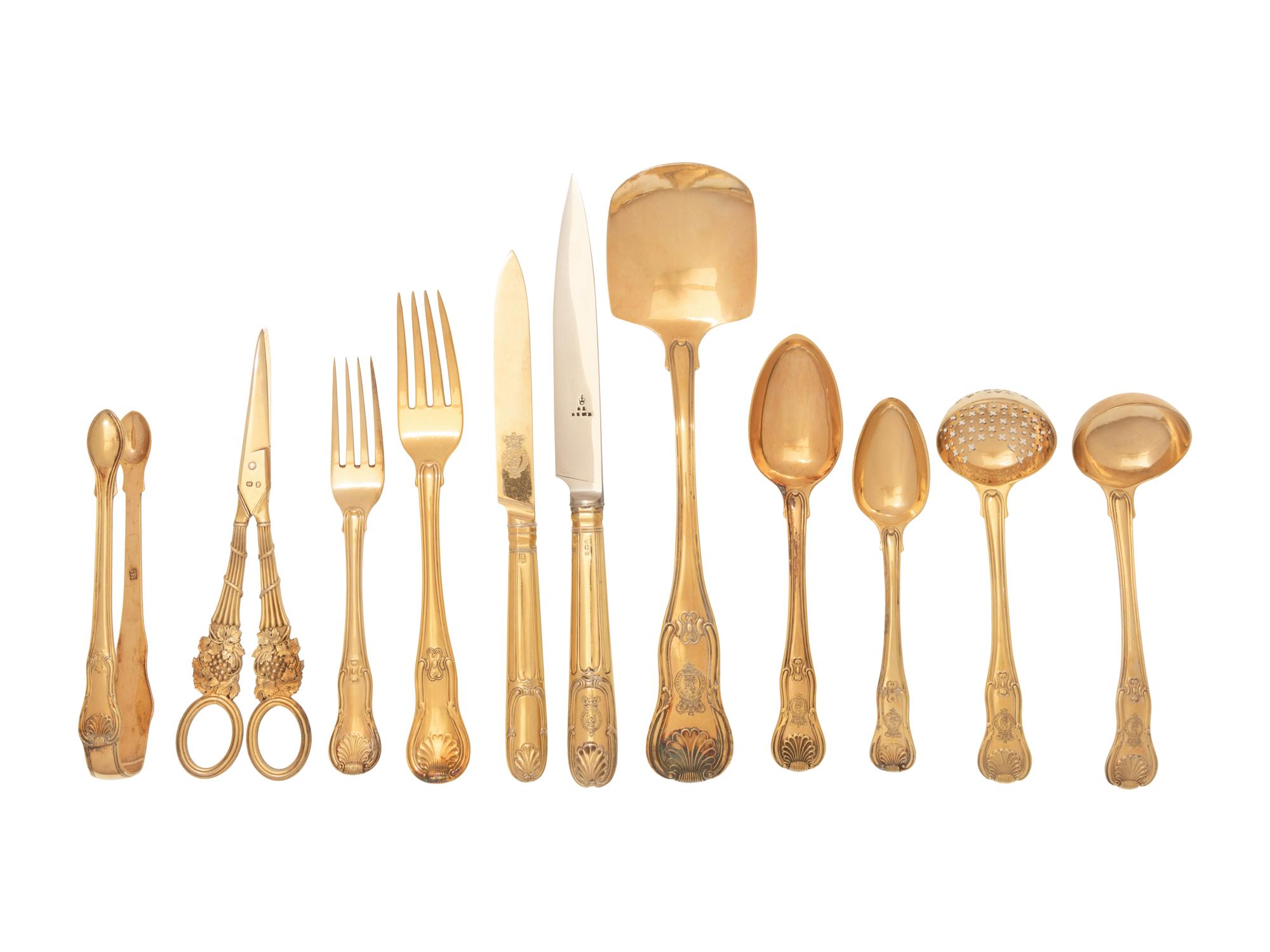 A George III Silver-Gilt Flatware Service