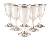 Six Silver Water Goblets
