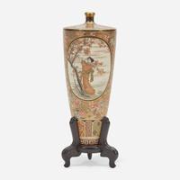A Japanese Satsuma-type enameled pottery cabinet vase, Shizan Meiji period