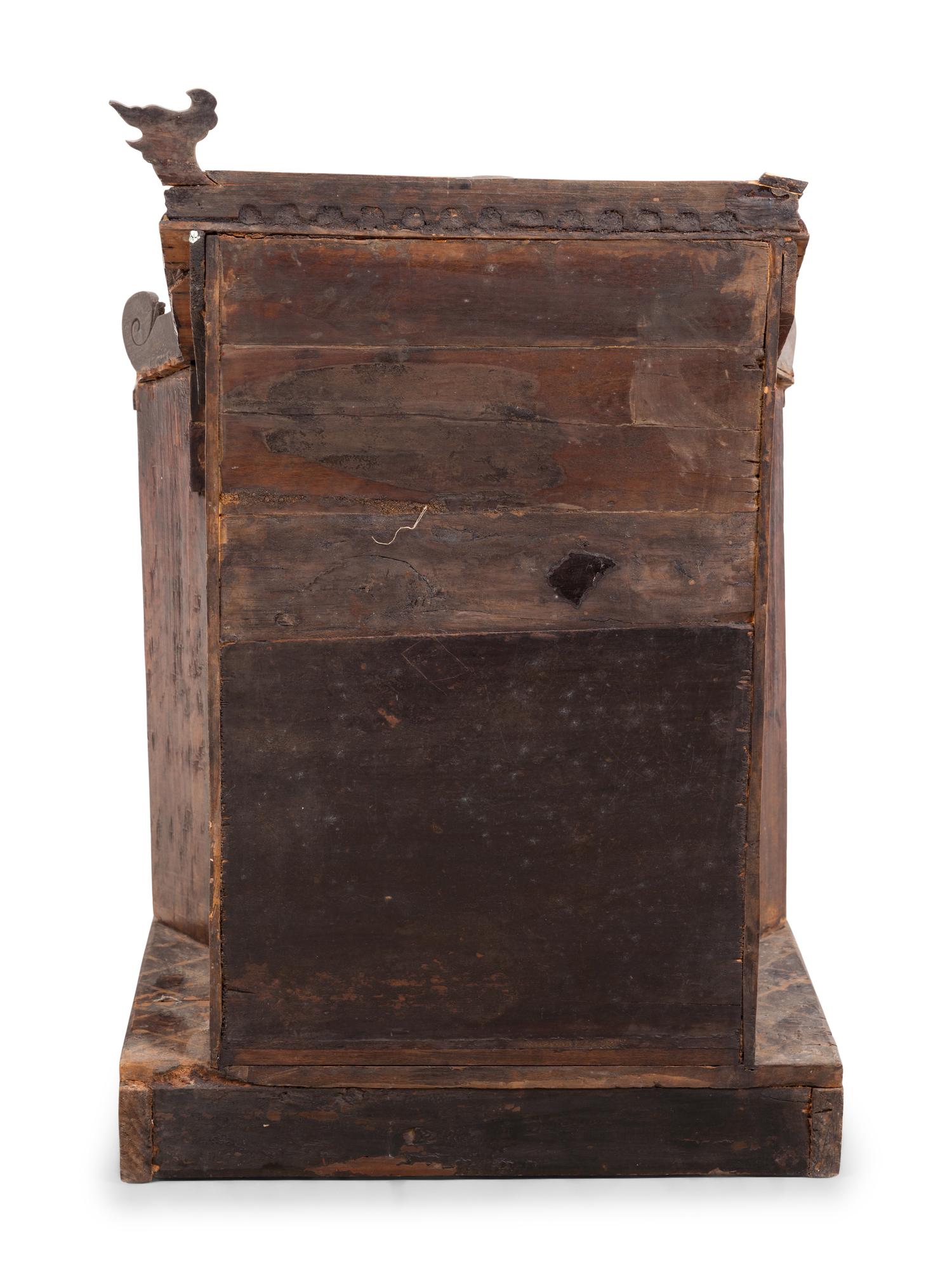 A Chinese Carved and Painted Wood Shrine