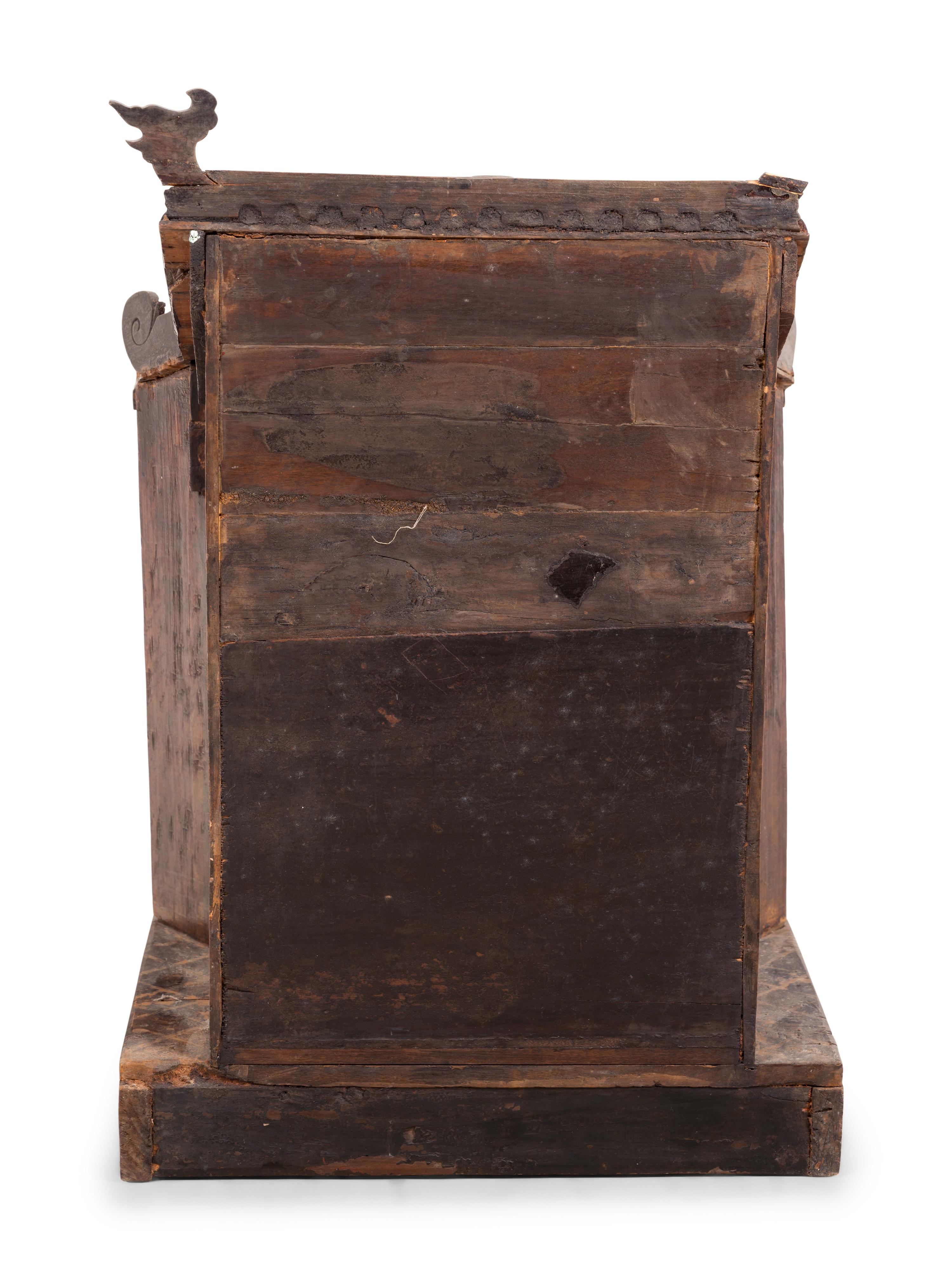 A Chinese Carved and Painted Wood Shrine