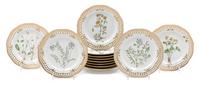 A Set of Twelve Royal Copenhagen Flora Danica Reticulated Plates Diameter 9 inches. — 20TH CENTURY