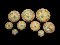 A Set of Nine Chinese Famille Rose Eggshell Porcelain Bowls