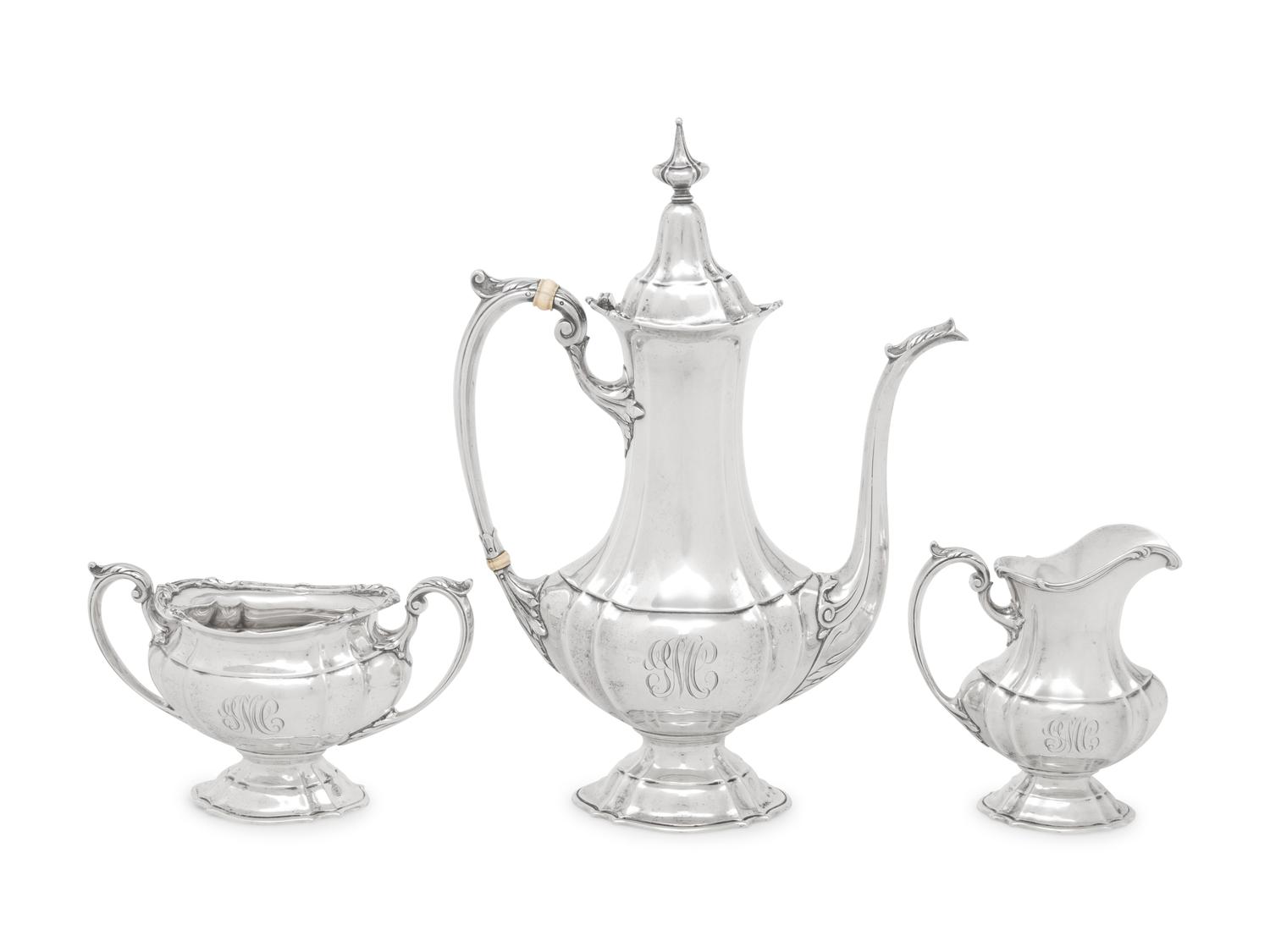 An American Silver Three-Piece Coffee Service