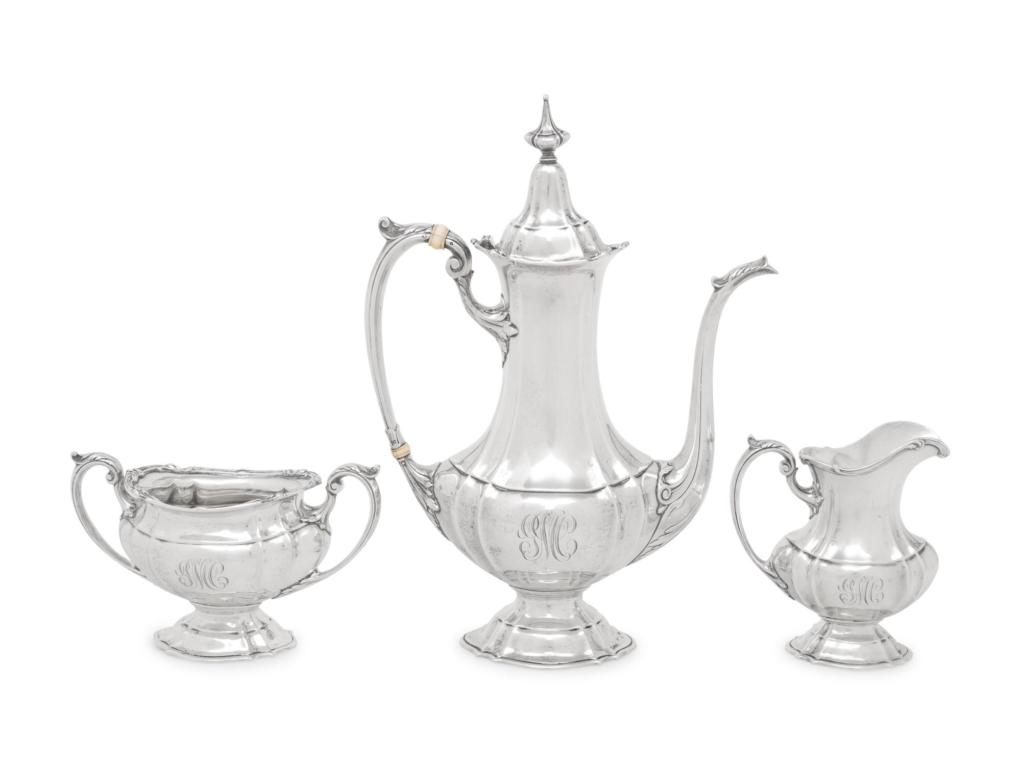 An American Silver Three-Piece Coffee Service