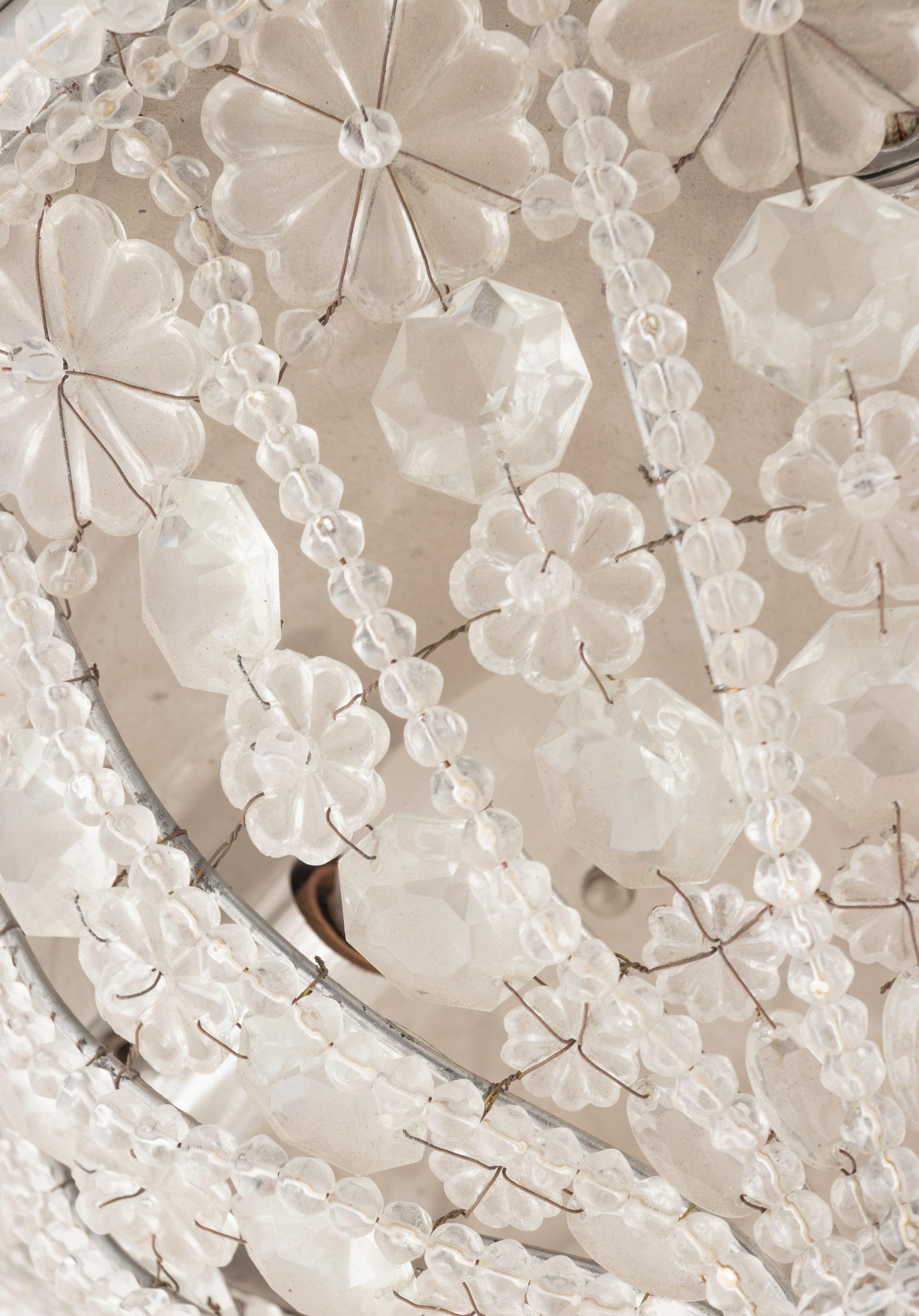 A Beaded Flush-Mount Chandelier in the Style of Maison Baguès