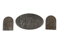 A Group of Three Continental Brass Relief Plaques