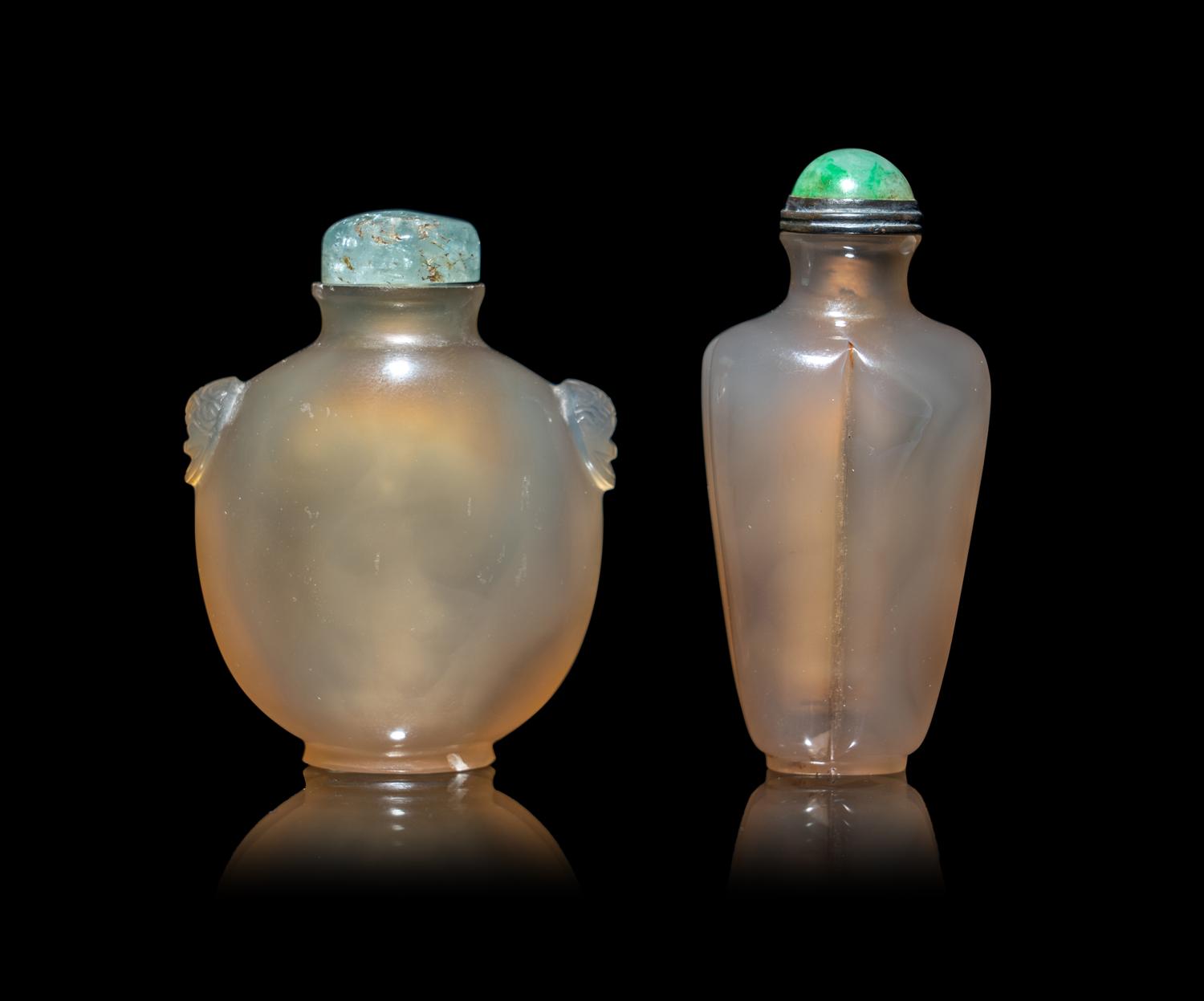 Two Chinese Agate Snuff Bottles