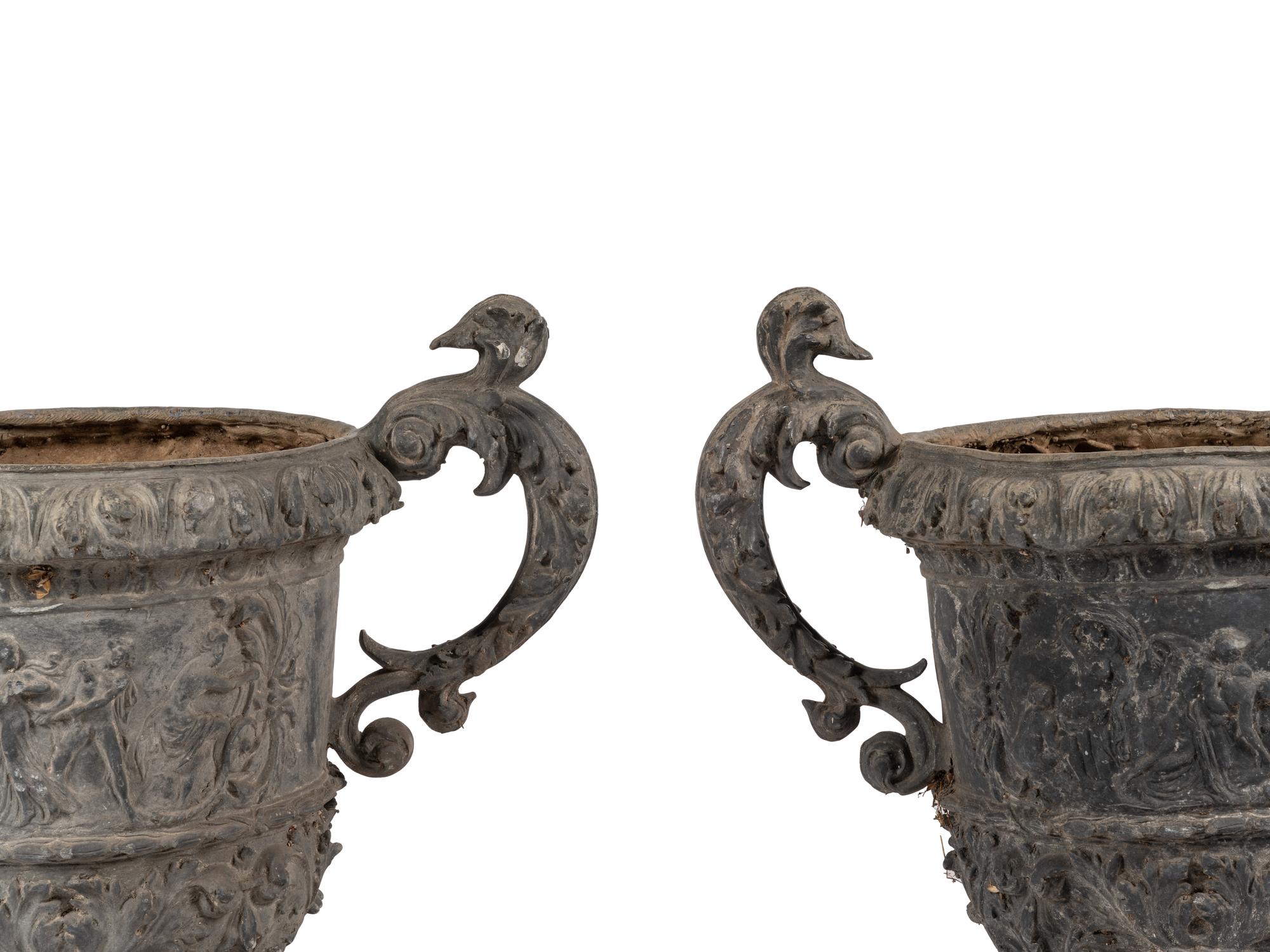 A Pair of Cast Metal Planters