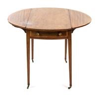 A George III Inlaid Mahogany Pembroke Table, Height 28 x 1/4 x width 19 3/4 x depth 30 1/2 inches (closed).