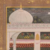 A Painting of an Amorous Scene Within the Harem of the Mughal Court, India, In the Manner of Jaipur, Rajasthan, 20th Century