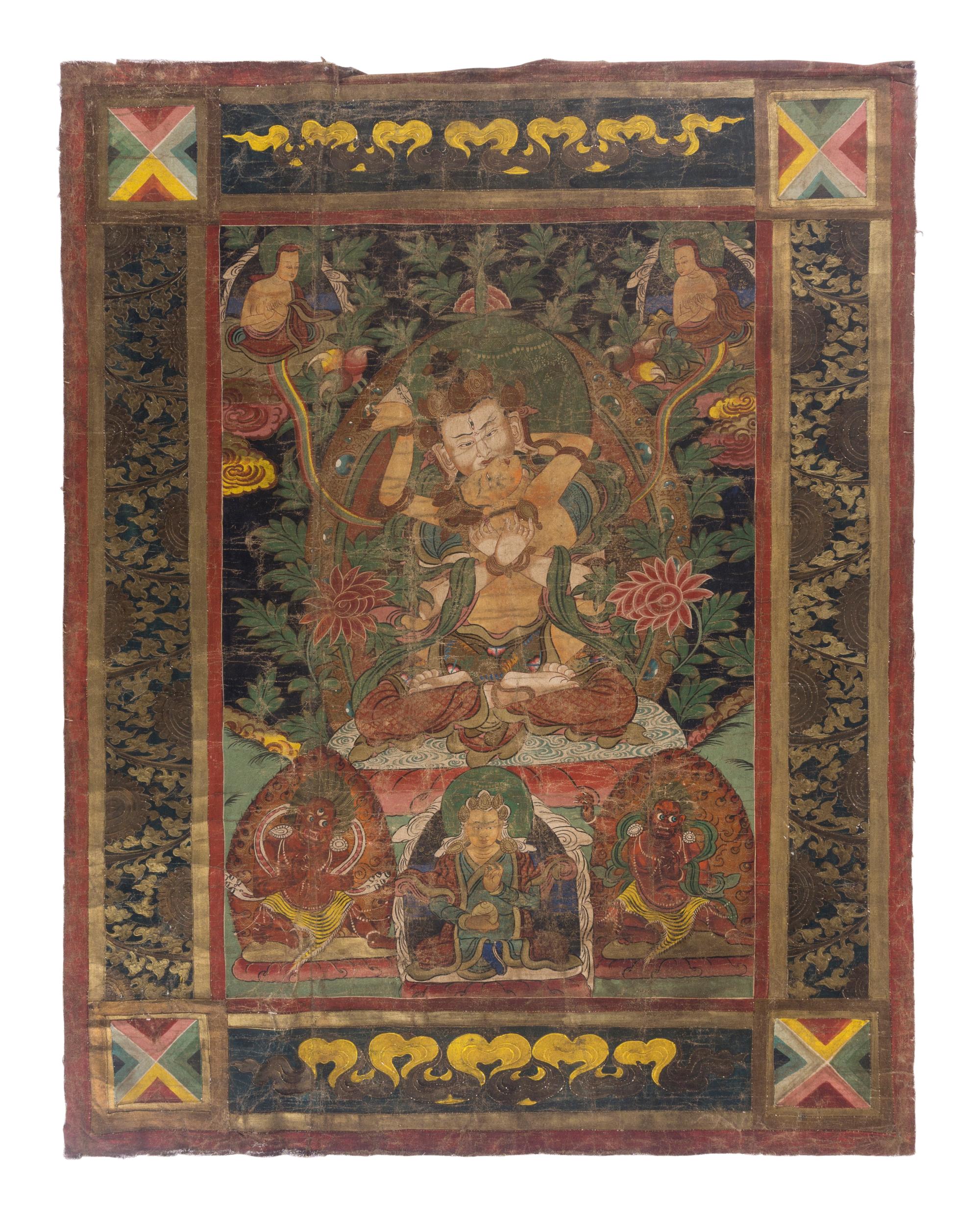 A Large Tibetan Thangka of Chakrasamvara and Consort