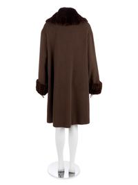 Revillon Brown Wool Coat with Brown Sheared Mink Trim, 2000-10s