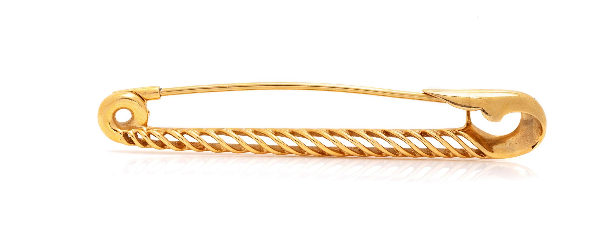 A 14 Karat Yellow Gold Safety Pin Brooch,