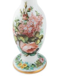 A Pair of French Opaline Glass Painted Vases