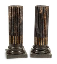 A Pair of Bronze Mounted Marble Pedestals