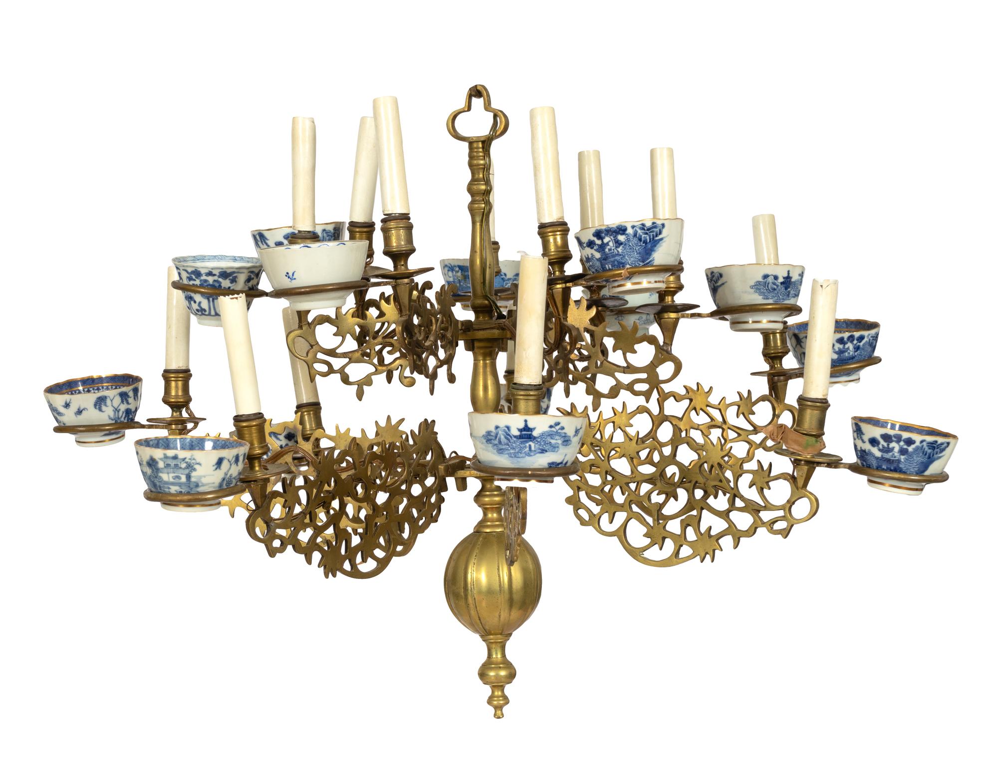 A Dutch Baroque Brass Fourteen-Light Chandelier