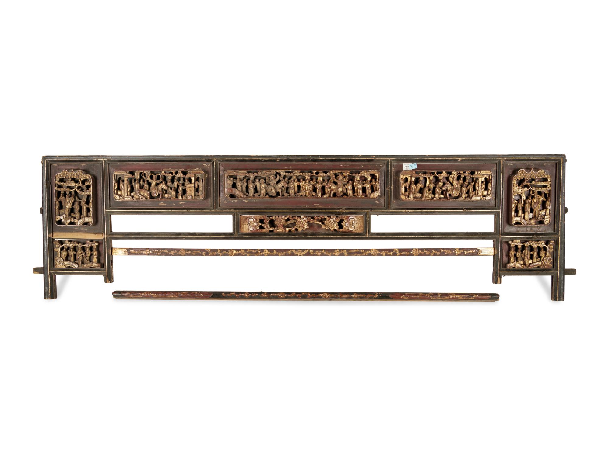 A Chinese Carved and Painted Panel