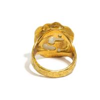 ED WIENER, YELLOW GOLD AND WHITE JADE RING