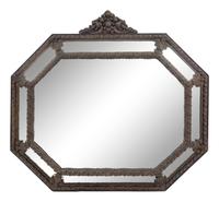 A French Repoussé-Decorated Octagonal Mirror