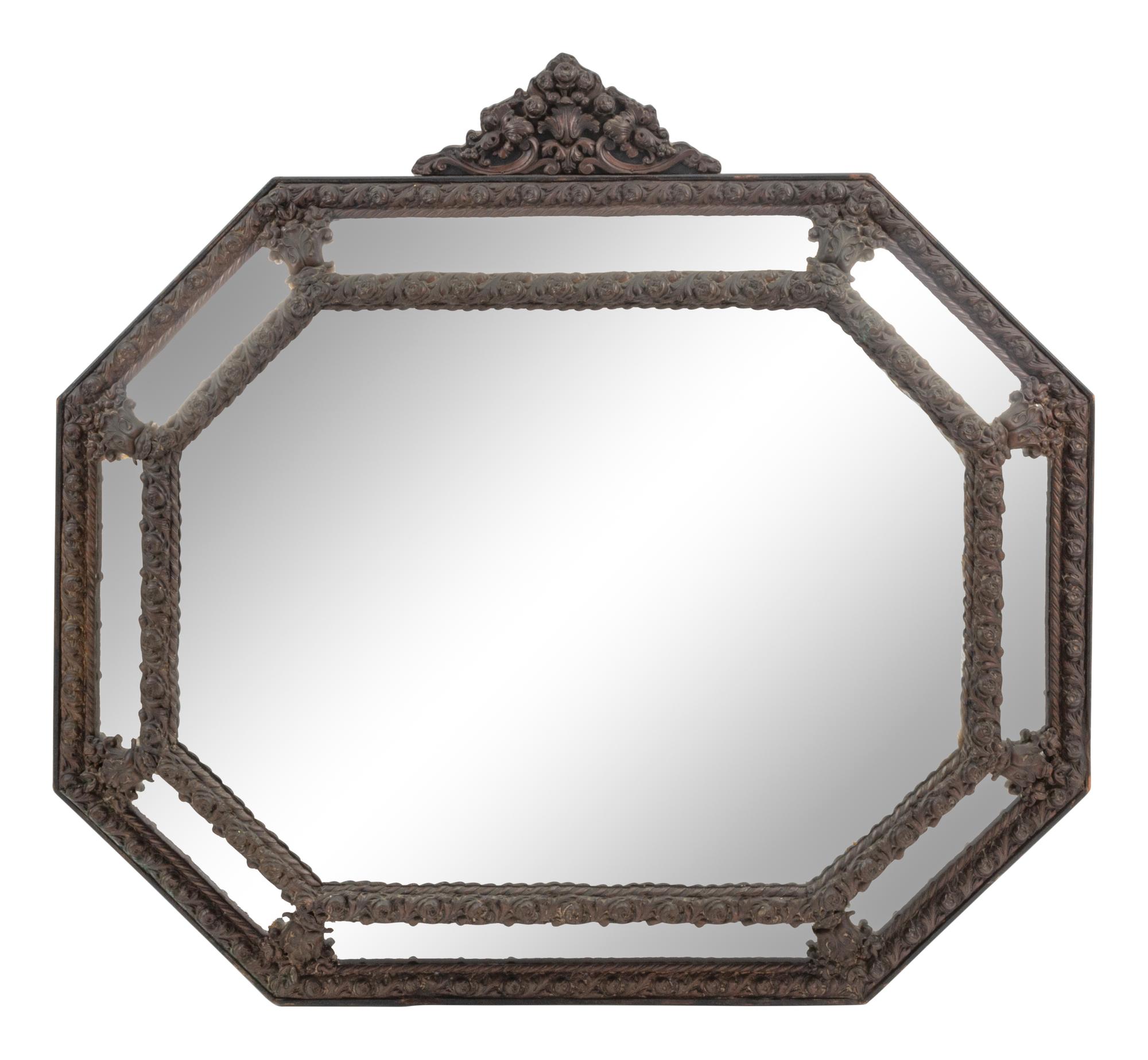A French Repoussé-Decorated Octagonal Mirror