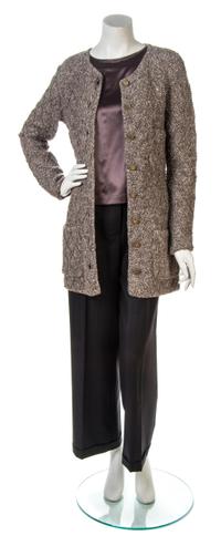 A Chanel Grey-Taupe Boucle Cardigan,