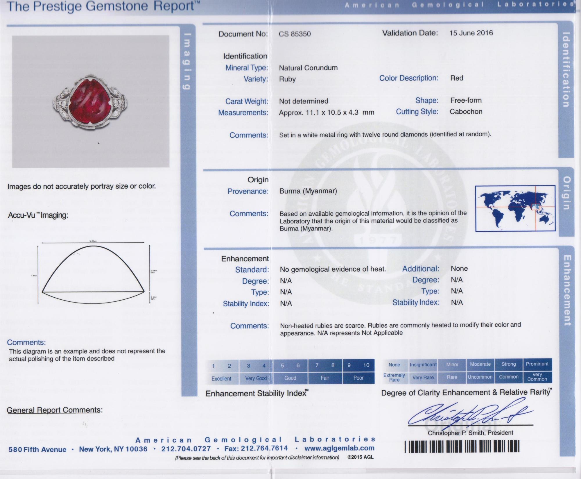 An 18 Karat White Gold, Burmese Ruby and Diamond Ring, 2.30 dwts.