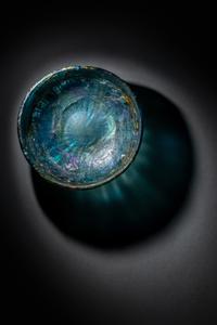 A Roman Blue Glass Ribbed Bowl