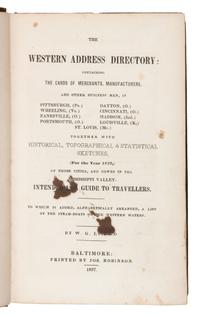 LYFORD, William Gilman (1784-1852). The Western Address Directory. Baltimore: Jos. Robinson, 1837.