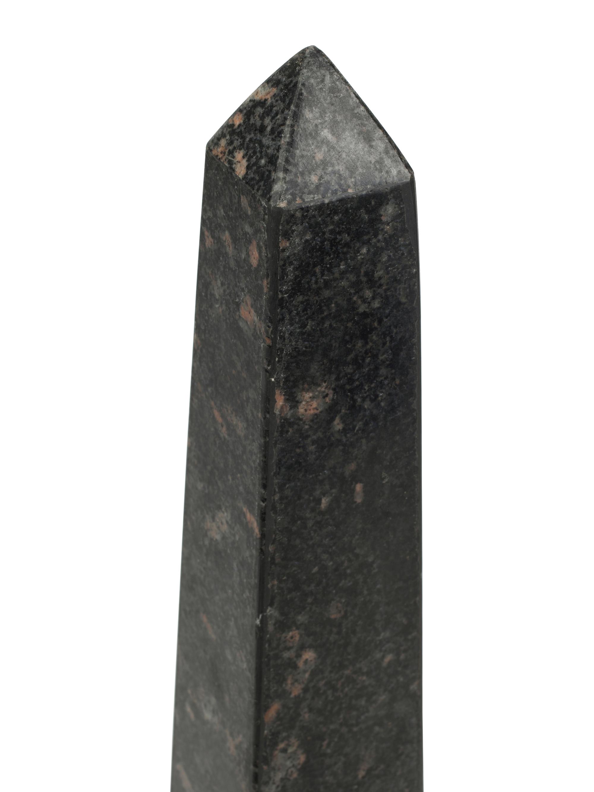 A Pair of Large Gilt Bronze Mounted Vari-Color Granite Obelisks