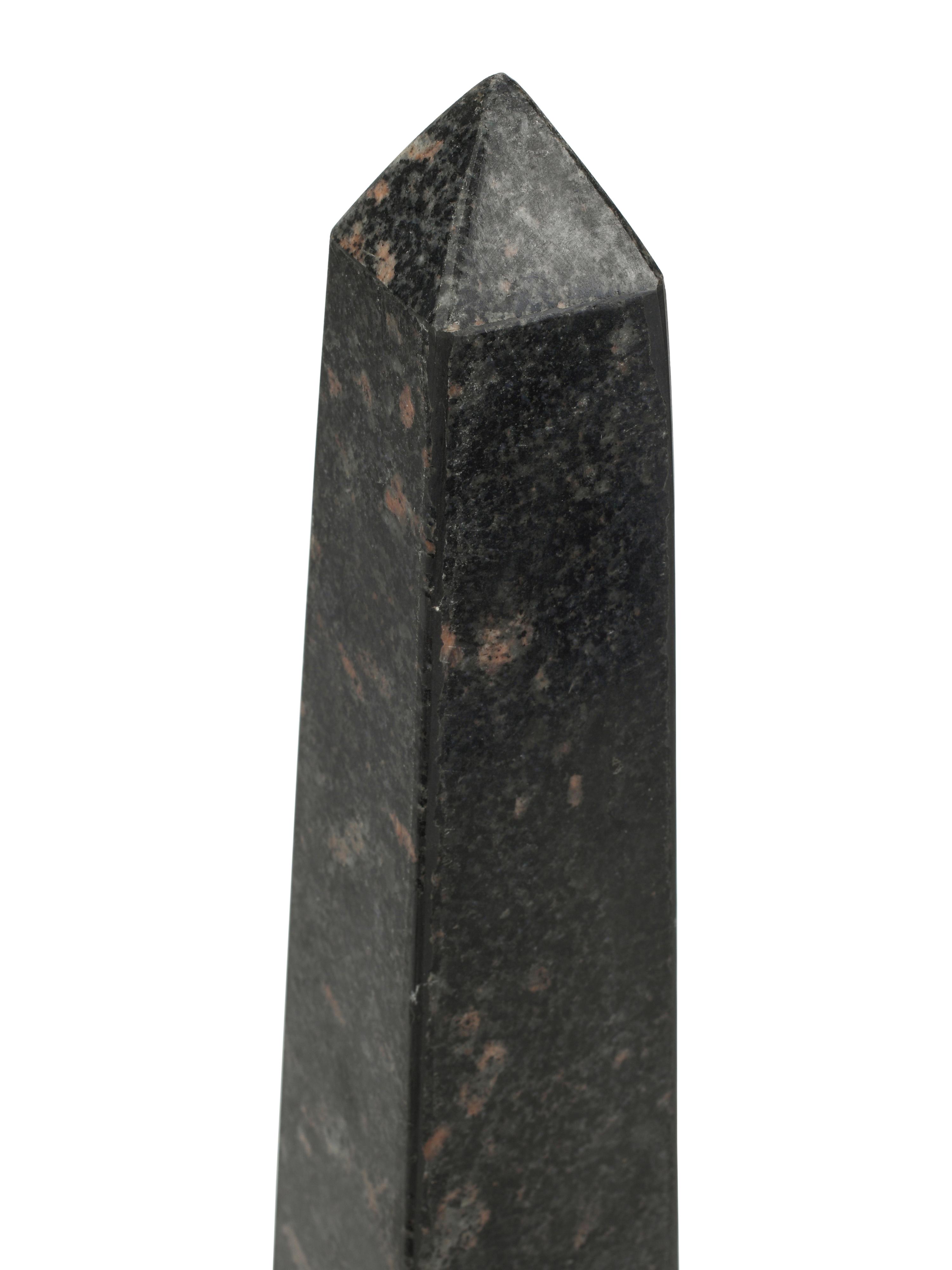 A Pair of Large Gilt Bronze Mounted Vari-Color Granite Obelisks