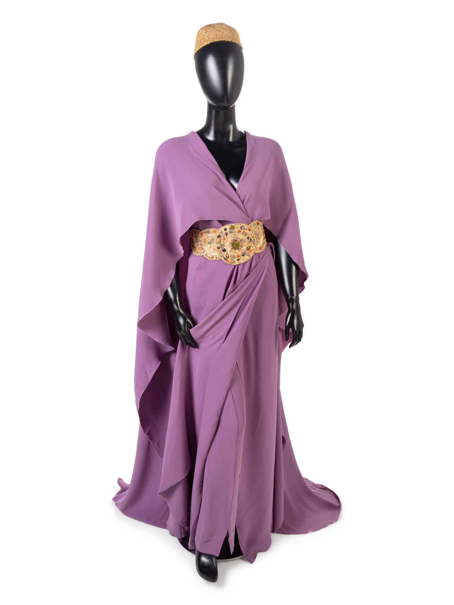 Jean-Louis Scherrer Wrap Dress Ensemble with Hat and Belt, 1980-90s