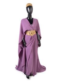 Jean-Louis Scherrer Wrap Dress Ensemble with Hat and Belt, 1980-90s