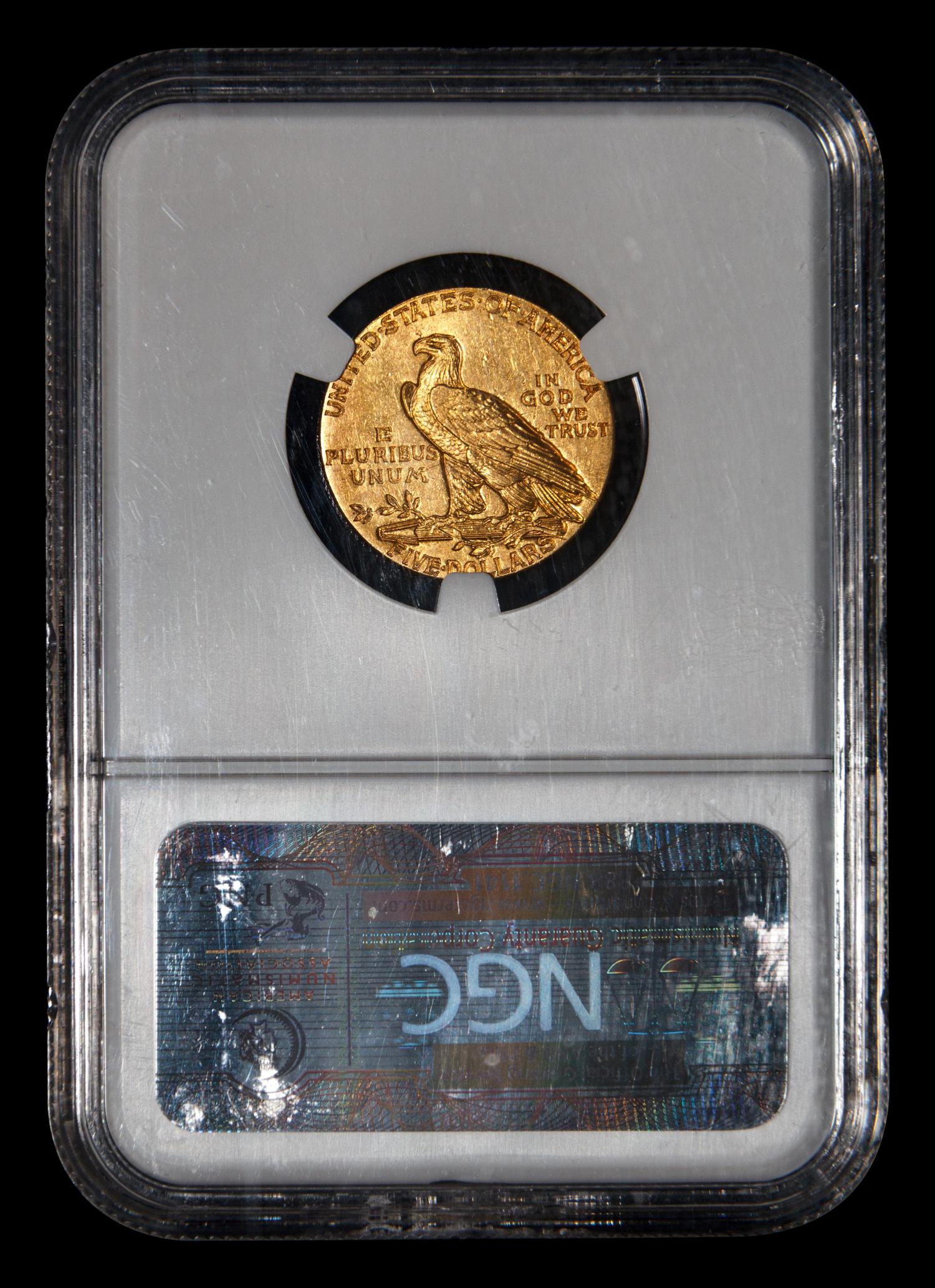 A 1913 Indian Head $5 Gold Coin (NGC MS62)