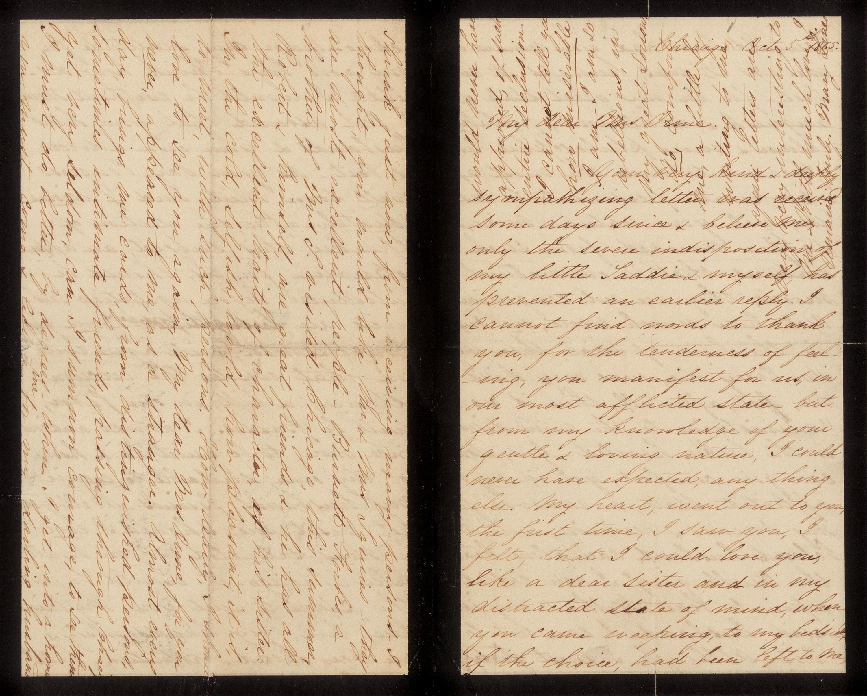 LINCOLN, Mary Todd (1818-1882). Autograph letter signed ("Mary Lincoln") to Sally Orne. Chicago, 5 October 1865.