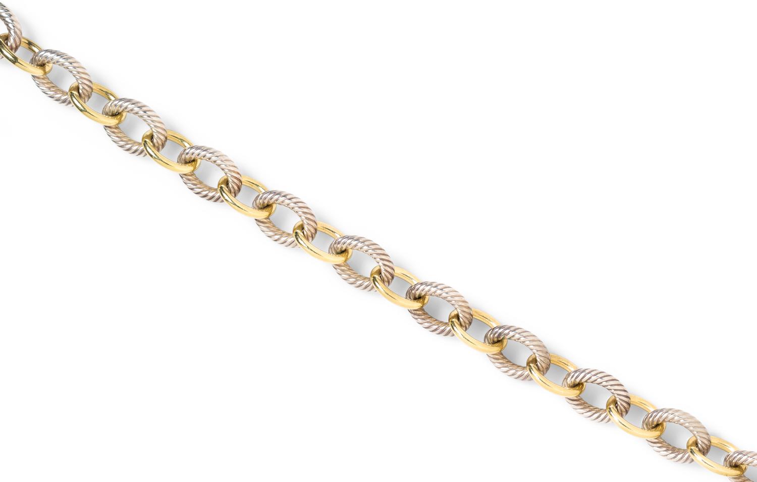A Collection of Sterling Silver and Bonded 18 Karat Yellow Gold Jewelry, David Yurman, 76.50 dwts.