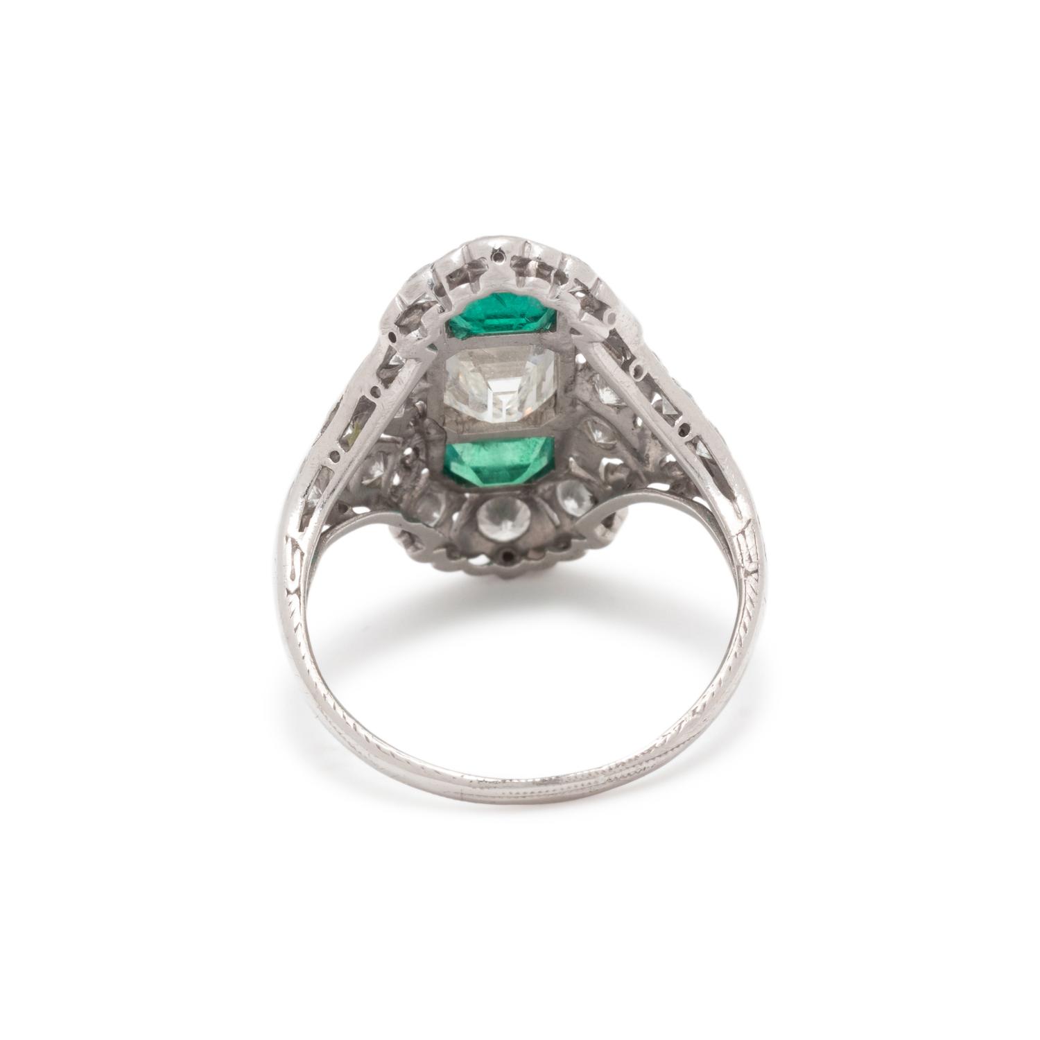 ART DECO, DIAMOND AND EMERALD RING