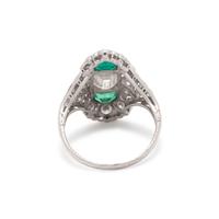ART DECO, DIAMOND AND EMERALD RING