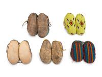 Collection of Plains Infant Hide Moccasins