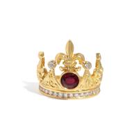 CYNTHIA BACH, YELLOW GOLD, RUBY AND DIAMOND 'FLEUR DE LIS CROWN' RING