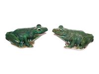 A Pair of Large Glazed Ceramic Frogs