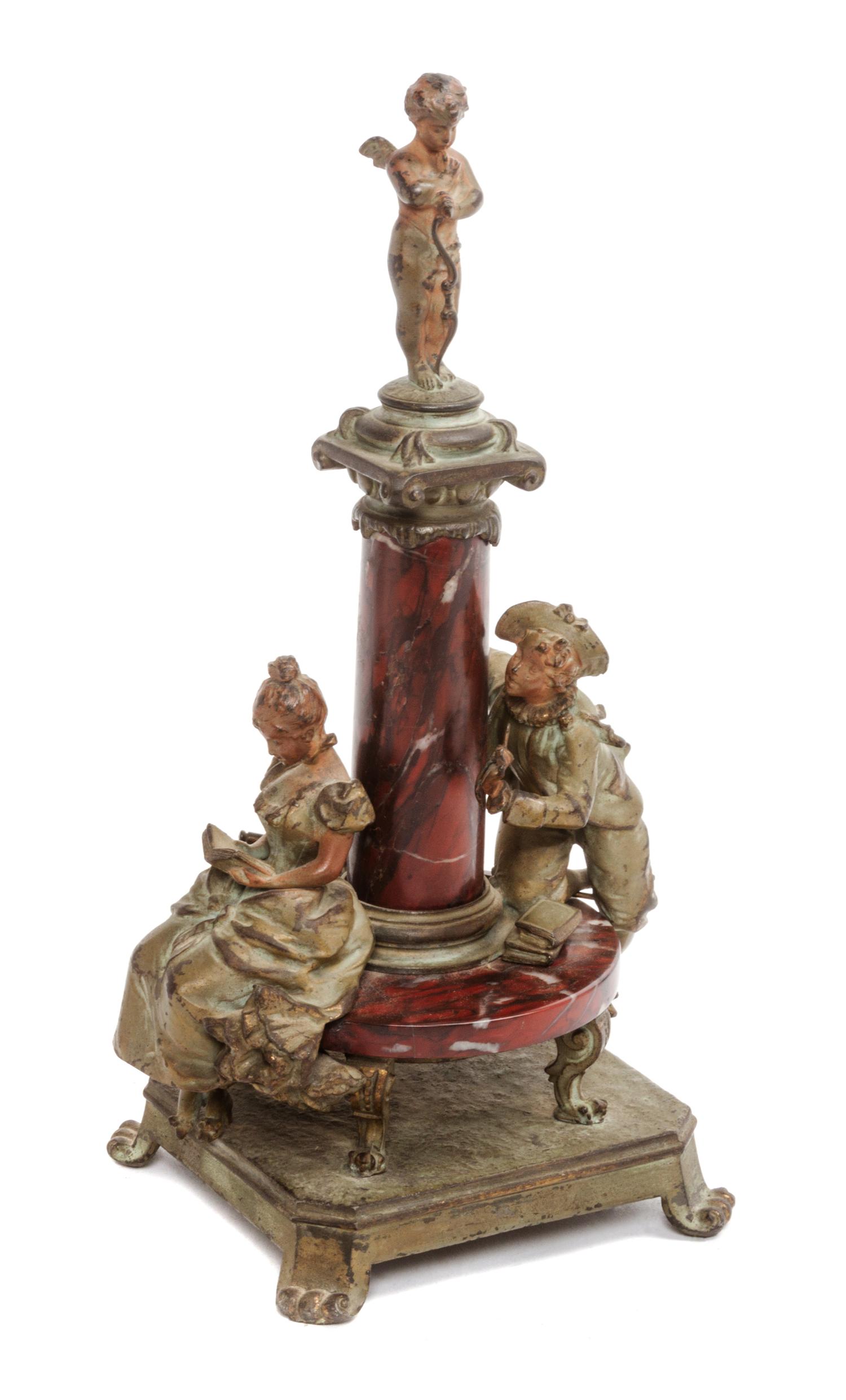 A Continental Marble and Bronze Figural Group Height 10 inches. — AFTER MAXIM