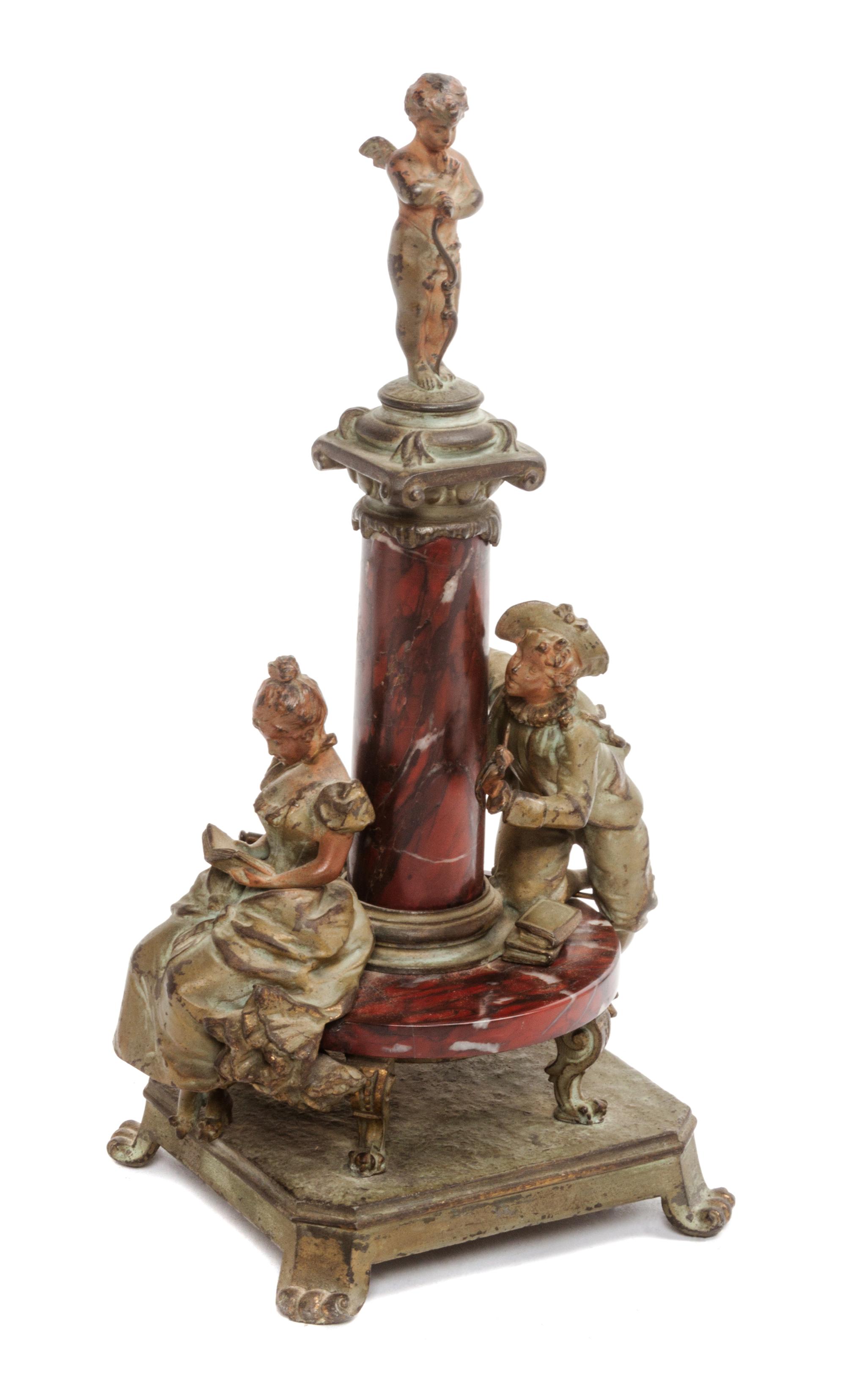 A Continental Marble and Bronze Figural Group Height 10 inches. — AFTER MAXIM