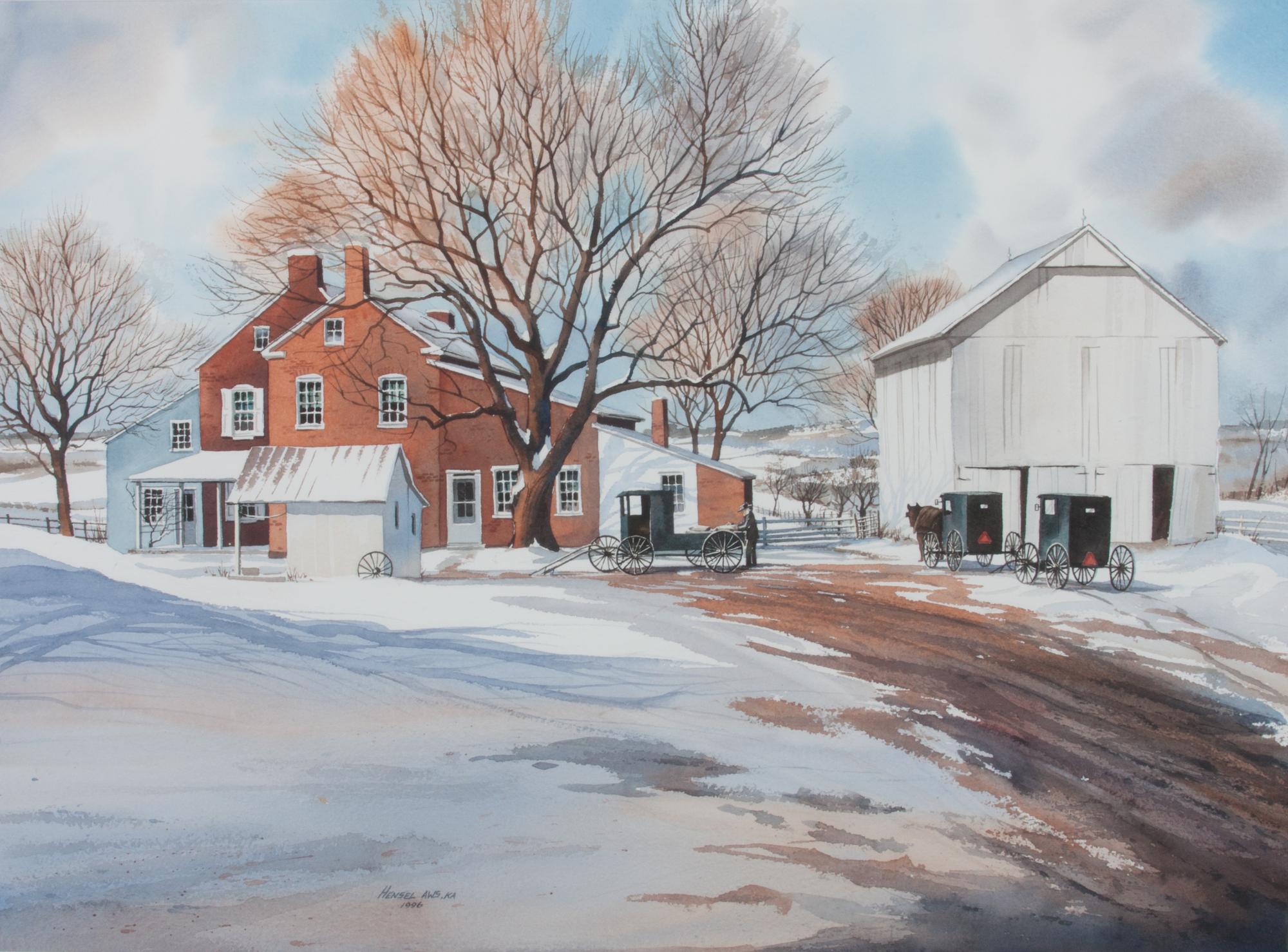 Joann Hensel, (American, 20th century), Farmhouse Scene, 1996