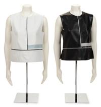 Two Ralph Rucci Leather Color Block Tops