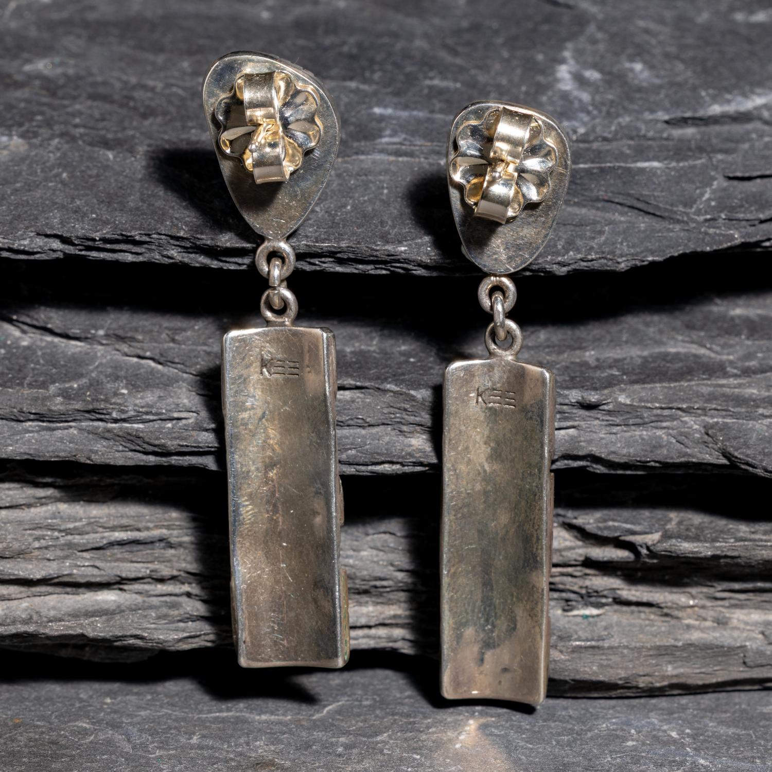 Kee Yazzie (Diné, b. 1969) — Sterling Silver and Turquoise Earrings