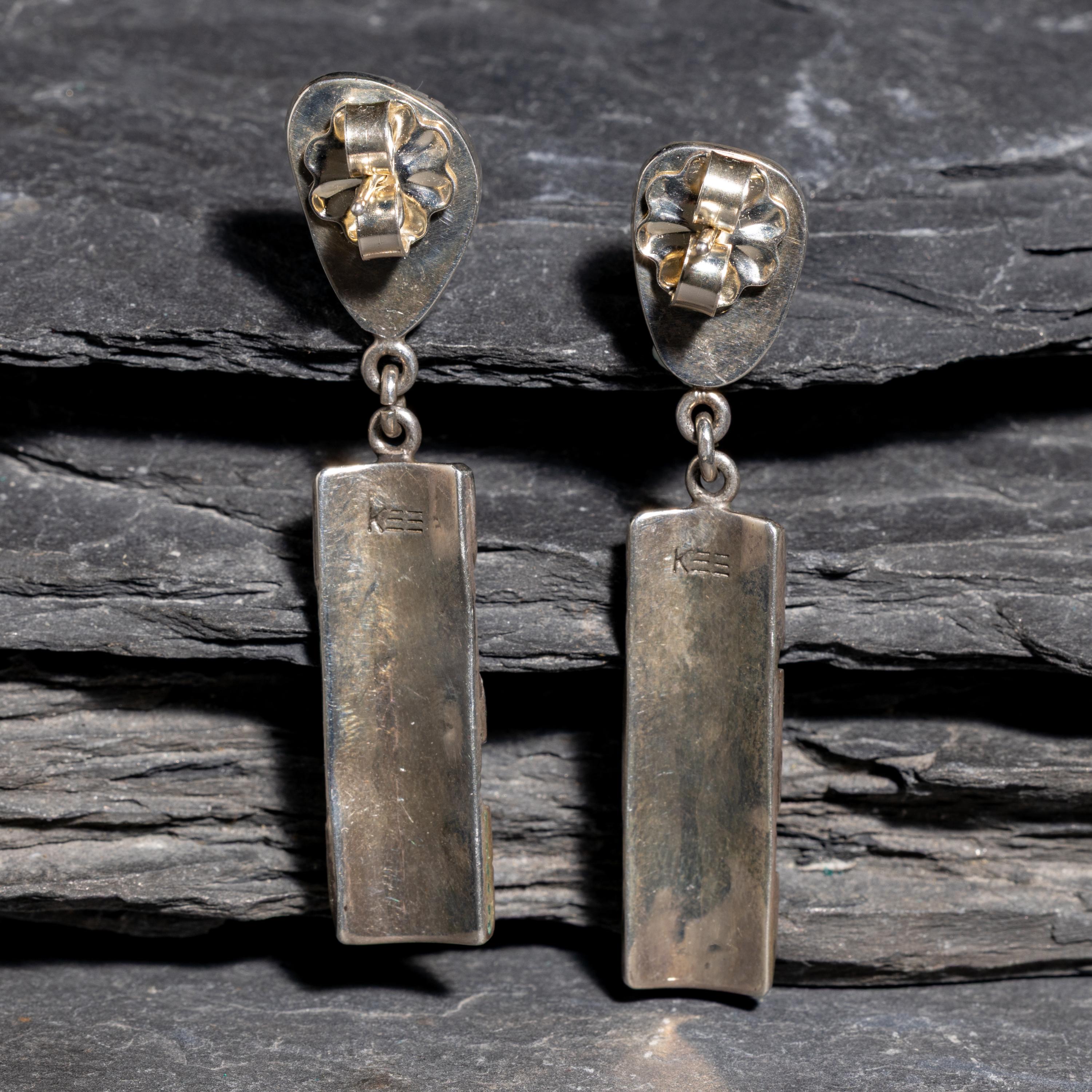 Kee Yazzie (Diné, b. 1969) — Sterling Silver and Turquoise Earrings