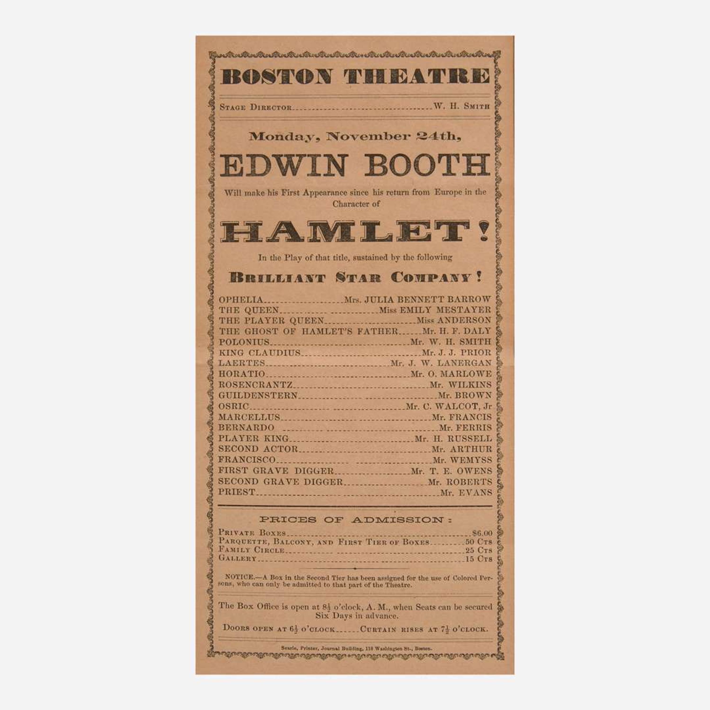 [Americana] [Booth, Edwin, and Jenny Lind] Group of 4 Items