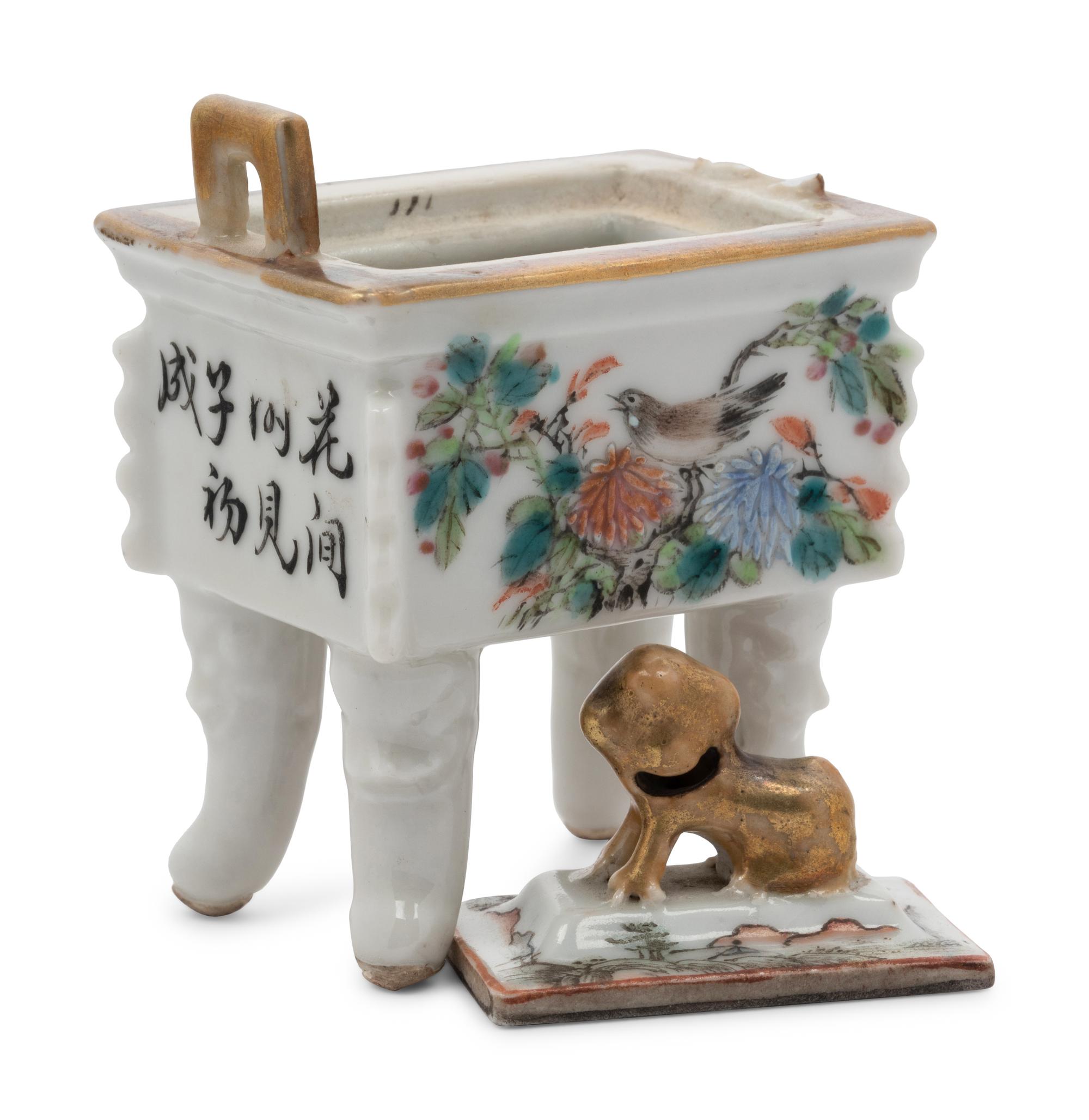 Two Chinese Famille Rose Porcelain Scholar's Objects